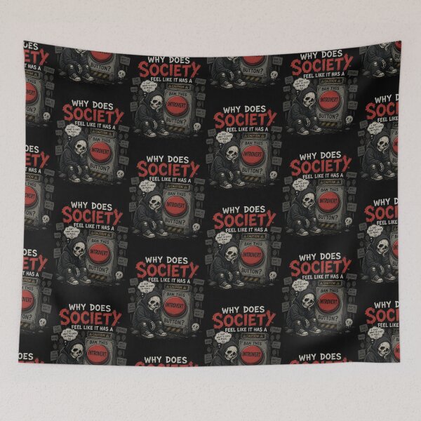 Item preview, Why Does Society Feel Like It Has a Ban This Introvert Button? - Funny Social Anxiety Meme Design designed and sold by LoneTide.