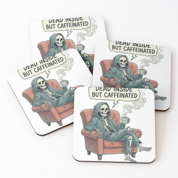 Item preview, Dead Inside But Caffeinated Funny Skeleton Coffee Sticker designed and sold by Modefissi.