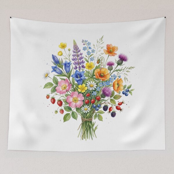 Item preview, Vibrant Wildflower Bouquet with Spring Berries Art designed and sold by MoonSoul Studio.