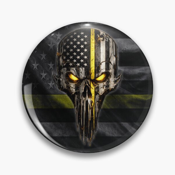 Item preview, Thin Yellow Line Dispatcher Skull American Flag Design designed and sold by artistwill.