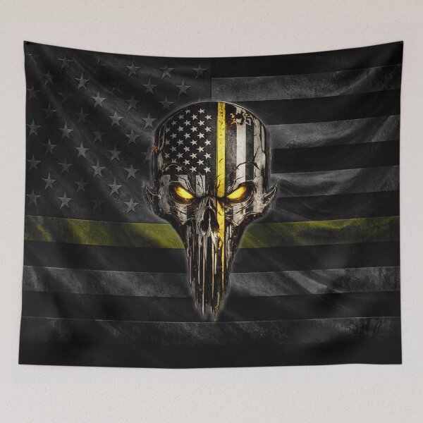 Item preview, Thin Yellow Line Dispatcher Skull American Flag Design designed and sold by artistwill.