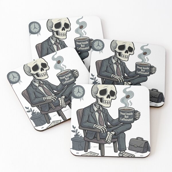 Item preview, Funny Coffee Skeleton Dark Humor Aesthetic Sticker designed and sold by Modefissi.