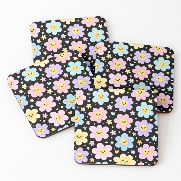 Item preview, Cute Pastel Flower Pattern Smiling Kawaii Floral Design designed and sold by PunchDrop.