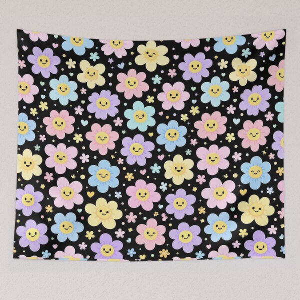 Item preview, Cute Pastel Flower Pattern Smiling Kawaii Floral Design designed and sold by PunchDrop.