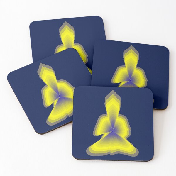 Item preview, budda, light energy, silhouette in yoga pose with a modern graphic echo effect minimalist spiritual design designed and sold by rikyfreestyle.