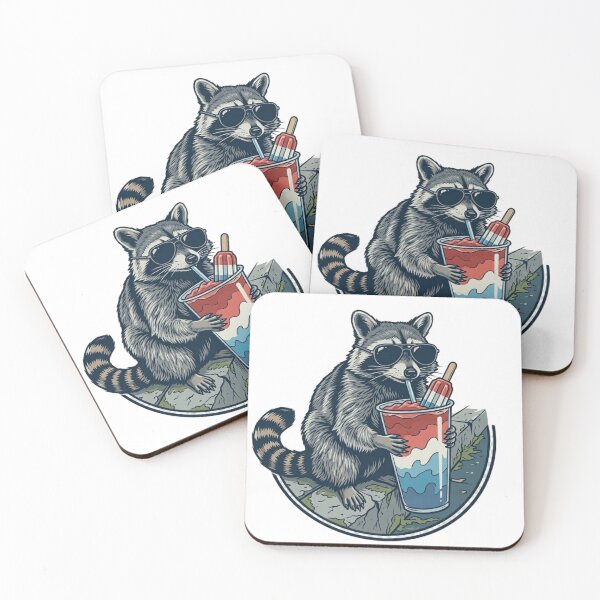 Item preview, 4th of July Raccoon Drinking Patriotic Slushie designed and sold by dianadouri.
