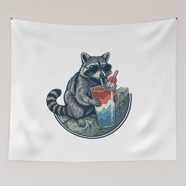 Item preview, 4th of July Raccoon Drinking Patriotic Slushie designed and sold by dianadouri.