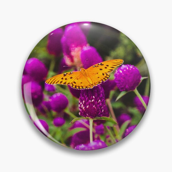 Item preview, Orange Butterfly Purple Flowers Garden Print designed and sold by AshleyMobleyArt.