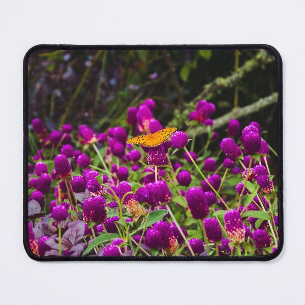 Item preview, Orange Butterfly Purple Flowers Garden Print designed and sold by AshleyMobleyArt.