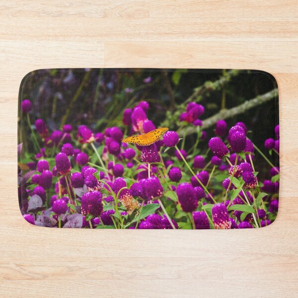Item preview, Orange Butterfly Purple Flowers Garden Print designed and sold by AshleyMobleyArt.