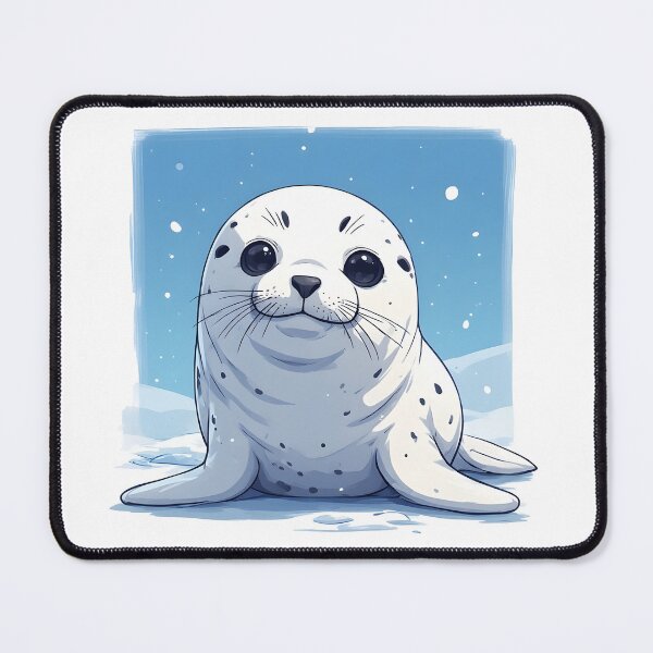 Item preview, Cute Baby Seal in Snowy Winter Scene Illustration designed and sold by Karolina’s Cozy Creations.