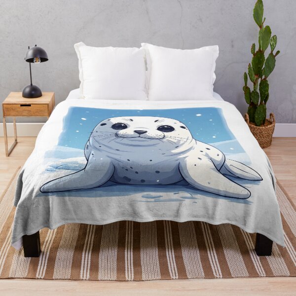 Item preview, Cute Baby Seal in Snowy Winter Scene Illustration designed and sold by Karolina’s Cozy Creations.
