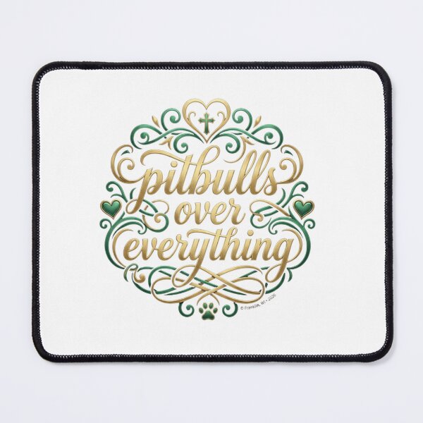 Item preview, Pitbulls over Everything Elegant Green and Gold with Hearts designed and sold by My Pitbull Place.