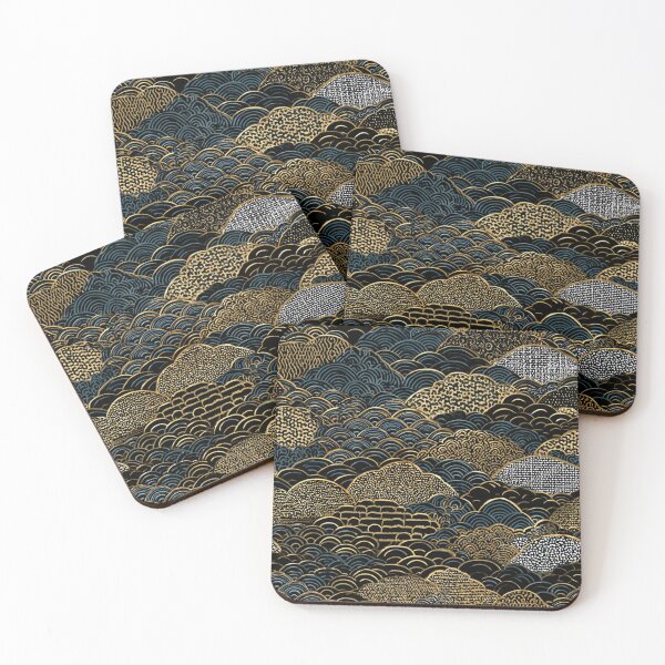 Item preview, Abstract Seigaiha Gold Black Wave Pattern designed and sold by NicolasGlowArt.