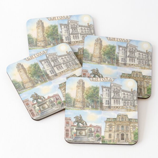 Item preview, Bitola Macedonia City Landmarks Watercolor Art designed and sold by FlatlineArtCo.