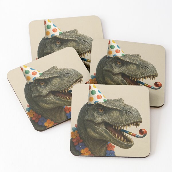 Item preview, Hope Your Birthday Is Dino-Mite – Photoreal T-Rex Party with Flower Lei designed and sold by EmeraldeaArt.