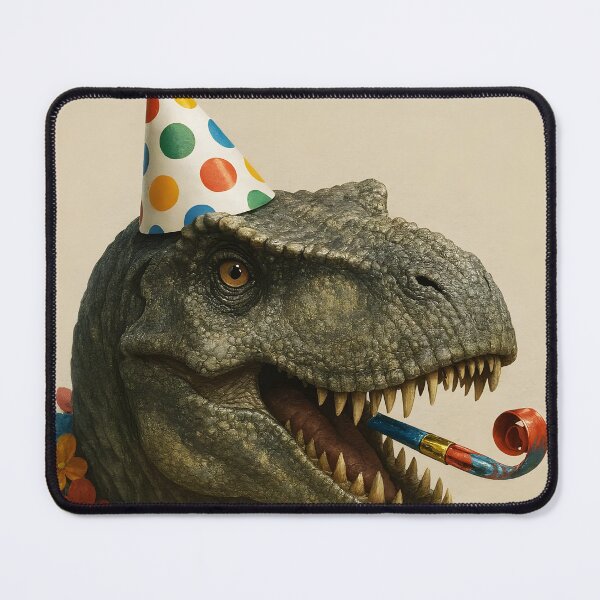 Item preview, Hope Your Birthday Is Dino-Mite – Photoreal T-Rex Party with Flower Lei designed and sold by EmeraldeaArt.