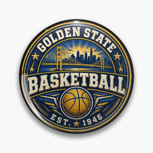 Item preview, Golden State Basketball Vintage Badge Shirt – Blue Gold Retro Hoops Tee – Bay Area Design designed and sold by TKOprintdesigns.