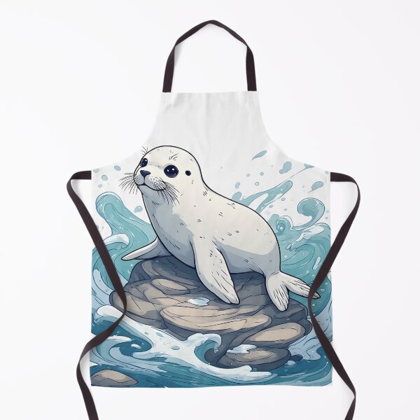 Item preview, Playful Baby Seal on Rock with Ocean Waves Illustration designed and sold by Karolina’s Cozy Creations.