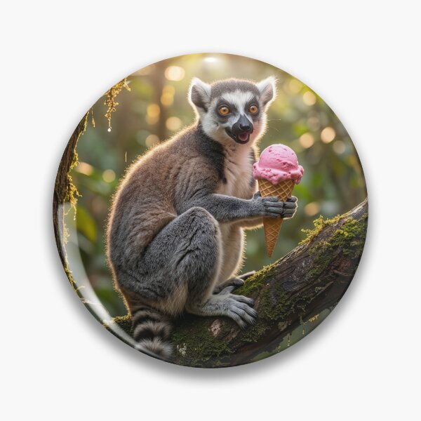 Item preview, Ring-Tailed Lemur Enjoys an Ice Cream Cone designed and sold by Tridentulus.