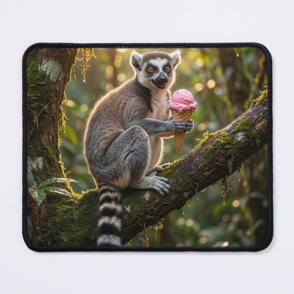 Item preview, Ring-Tailed Lemur Enjoys an Ice Cream Cone designed and sold by Tridentulus.
