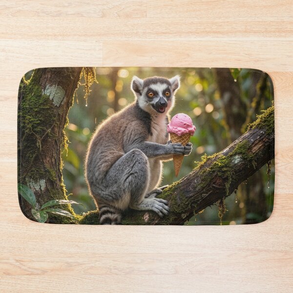 Item preview, Ring-Tailed Lemur Enjoys an Ice Cream Cone designed and sold by Tridentulus.