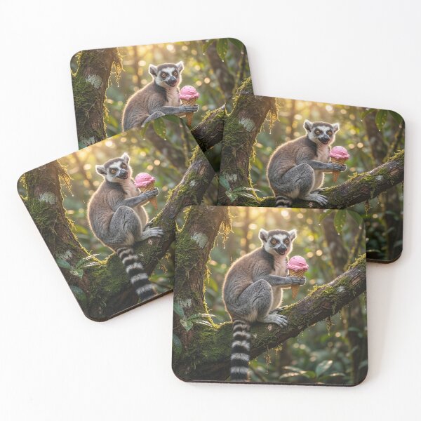 Item preview, Ring-Tailed Lemur Enjoys an Ice Cream Cone designed and sold by Tridentulus.