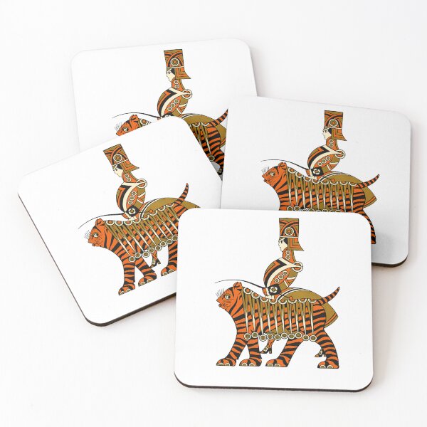 Item preview, Art Deco Illustration Tiger Rider Warrior for Vintage Art Lovers designed and sold by RickE.