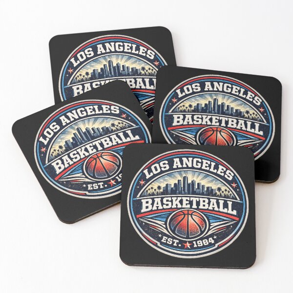 Item preview, Los Angeles Basketball Vintage Badge Shirt – Red Blue Retro Hoops Tee – LA Design designed and sold by TKOprintdesigns.