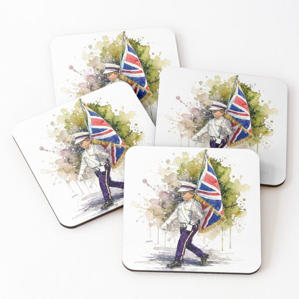 Item preview, Watercolour illustration of a Parade Flag Girl, Limavady, Northern Ireland. designed and sold by davidelder.