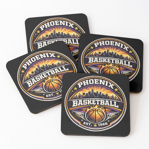 Item preview, Phoenix Basketball Vintage Badge Shirt – Sunset Orange Purple Retro Hoops Tee designed and sold by TKOprintdesigns.