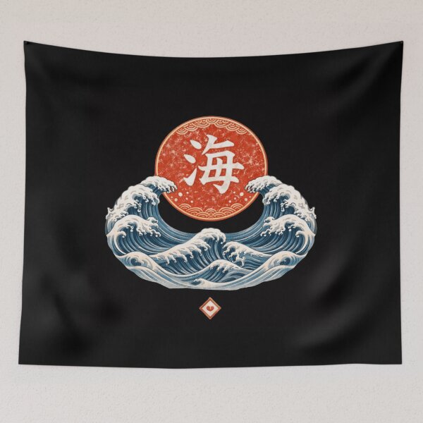 Item preview, Waves and Seal – Japanese Sea Crest Symbol Design designed and sold by OblivionRise.