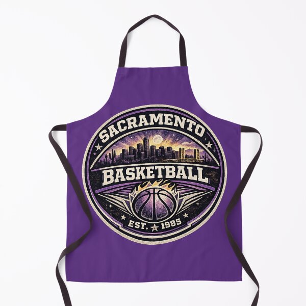 Item preview, Sacramento Basketball Vintage Badge Shirt – Purple Silver Retro Hoops Tee designed and sold by TKOprintdesigns.