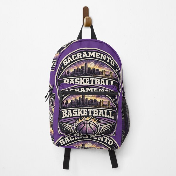 Item preview, Sacramento Basketball Vintage Badge Shirt – Purple Silver Retro Hoops Tee designed and sold by TKOprintdesigns.