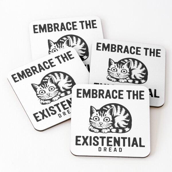 Item preview, Embrace the Existential Dread – Black Cat Minimal Dark Humor Design designed and sold by EmeraldeaArt.