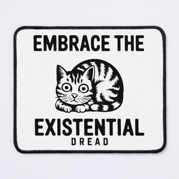 Item preview, Embrace the Existential Dread – Black Cat Minimal Dark Humor Design designed and sold by EmeraldeaArt.