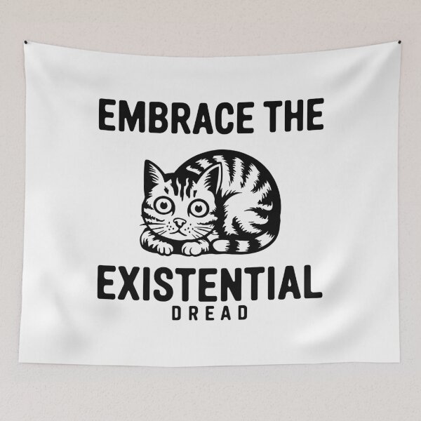 Item preview, Embrace the Existential Dread – Black Cat Minimal Dark Humor Design designed and sold by EmeraldeaArt.