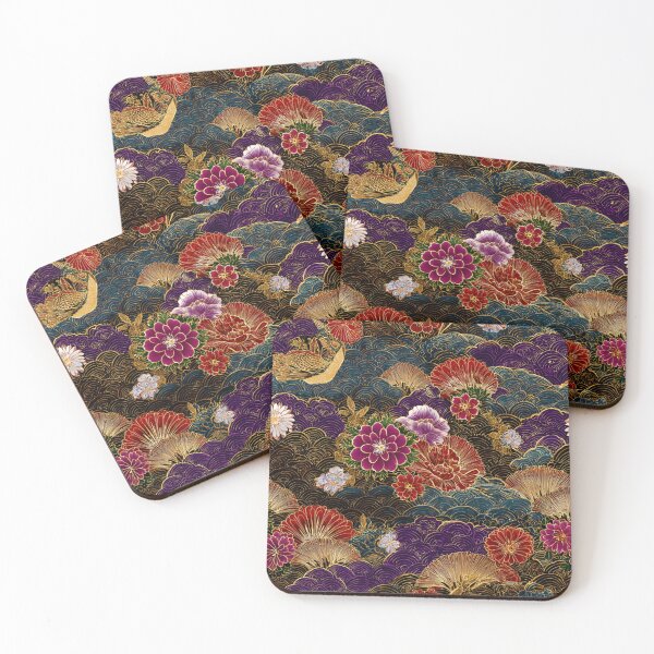 Item preview, Traditional Japanese Floral Wave Art Pattern designed and sold by NicolasGlowArt.