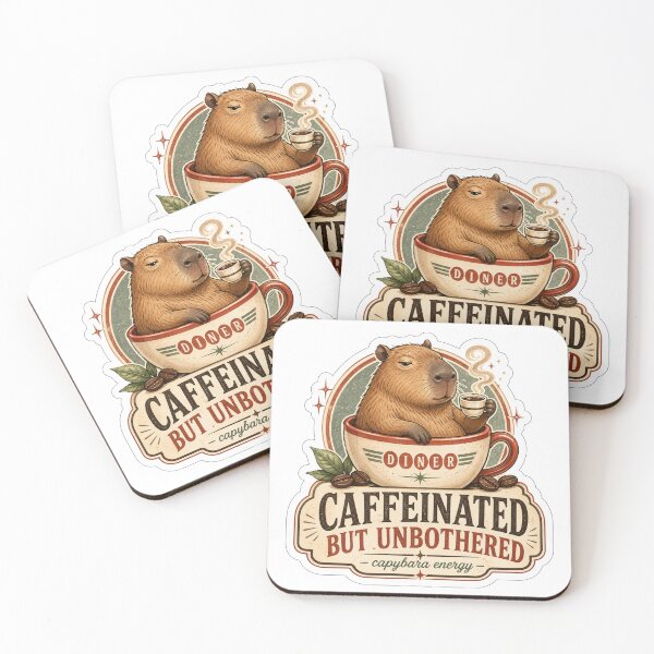 Item preview, Caffeinated But Unbothered Capybara Coffee Meme Sticker designed and sold by ymzartnft44.