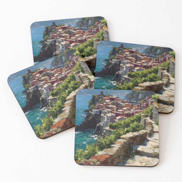 Item preview, Manarola Cinque Terre Italy Terraced Vineyards Coastal Path Ligurian Sea Summer designed and sold by daila70.