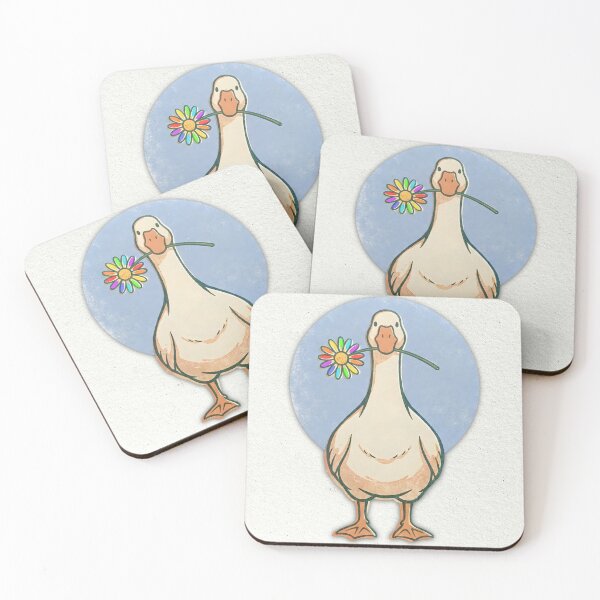 Item preview, Cute Goose and Rainbow Daisy Flower designed and sold by TackyTime.