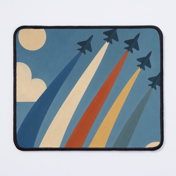 Item preview, Fighter jets with colorful trails in an abstract geometric naive style sky designed and sold by DrizzyV.