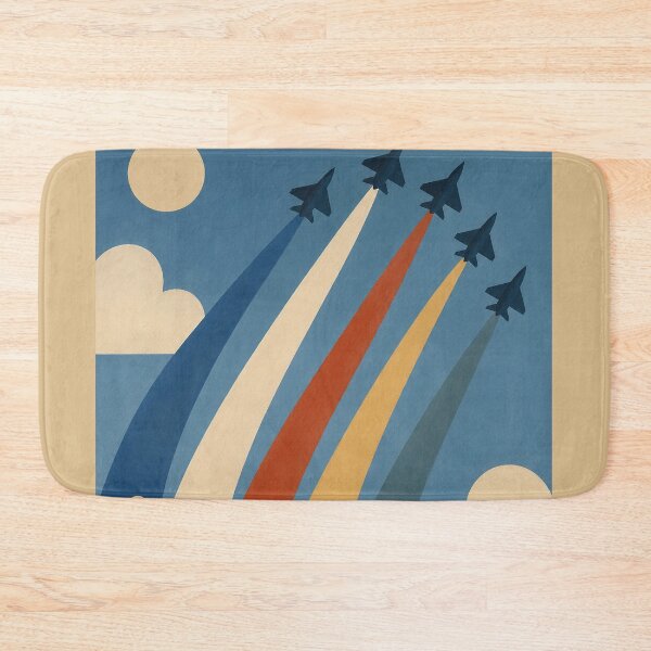 Item preview, Fighter jets with colorful trails in an abstract geometric naive style sky designed and sold by DrizzyV.