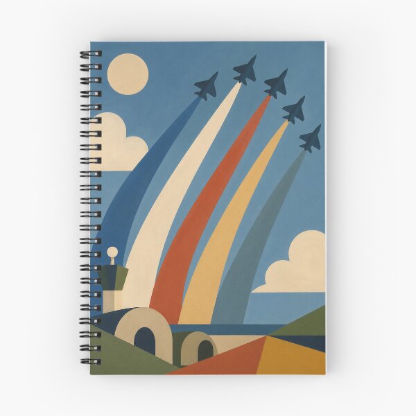 Item preview, Fighter jets with colorful trails in an abstract geometric naive style sky designed and sold by DrizzyV.