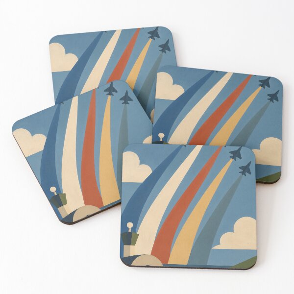 Item preview, Fighter jets with colorful trails in an abstract geometric naive style sky designed and sold by DrizzyV.