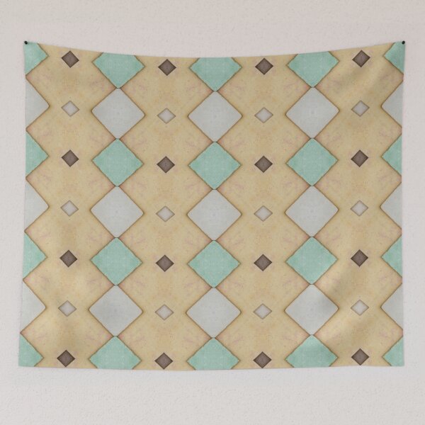 Item preview, Retro Yellow Green Geometric Diamond Inspired Tile Pattern designed and sold by Vileprint.