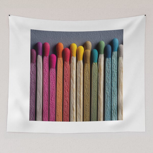 Item preview, Colorful Matchsticks Art – Vibrant Creative Minimalist Design designed and sold by WordPlayStudio.