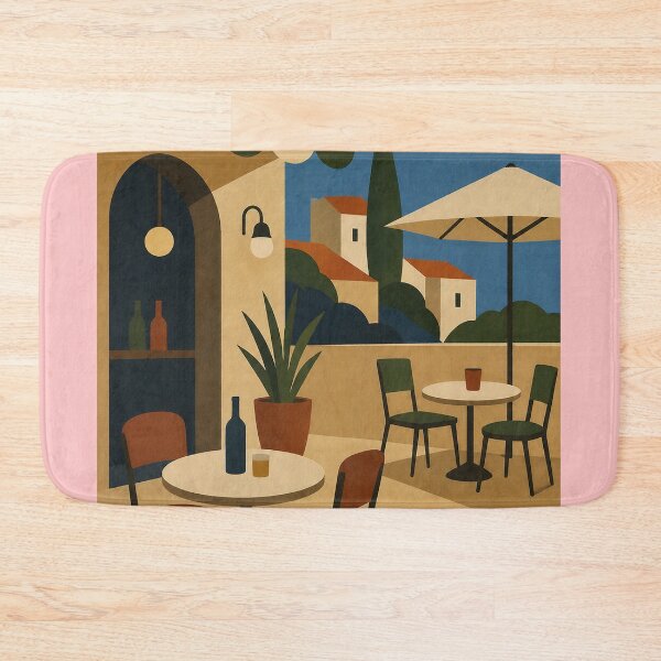 Item preview, Naïve style Mediterranean bar terrace with outdoor tables designed and sold by DrizzyV.