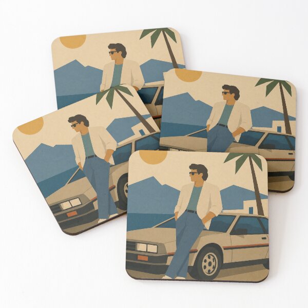 Item preview, Man leaning against a vintage 1980s car in a naive retro style designed and sold by DrizzyV.