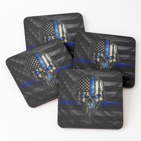 Item preview, Thin Blue Line Skull American Flag Police Design designed and sold by artistwill.